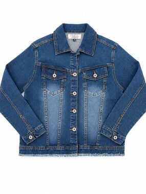 Thrill Jeans blue denim jacket with frayed hem #thrill #denim